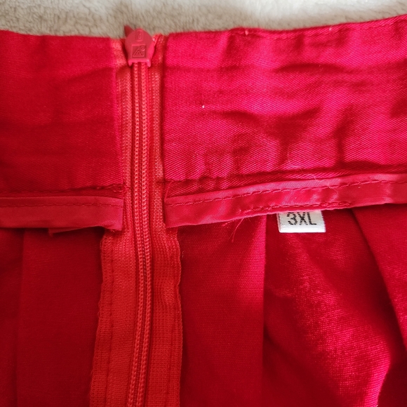 Red A-line Cotton Skirt - Picture 4 of 7